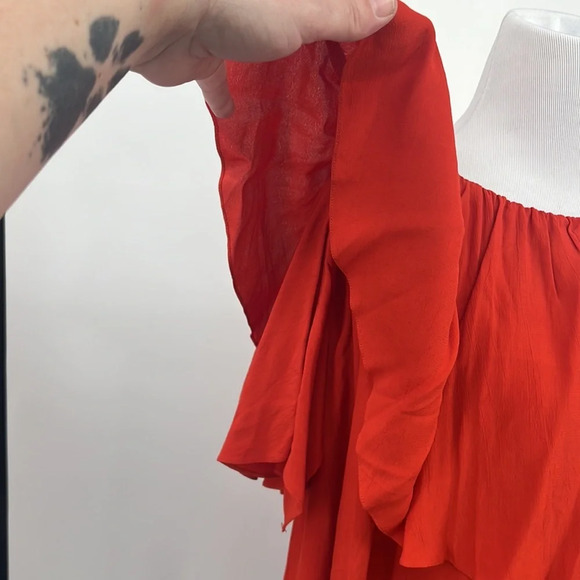 MLM LABEL Red Orange Maison Off Shoulder Dress Women’s XS Ruffle Revolve - Picture 3 of 14